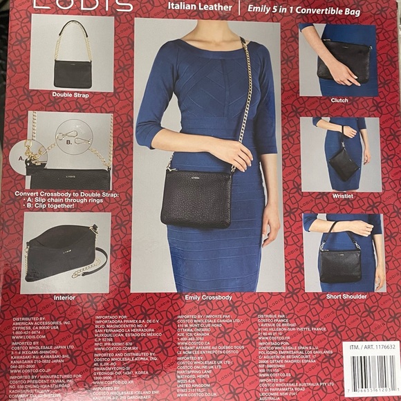 COPY - LODIS ITALIAN LEATHER CONVERTIBLE BAG 5 IN 1 BLACK - Picture 3 of 3